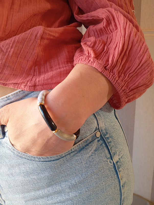 Bracelet Tendance Gris et blanc marbré