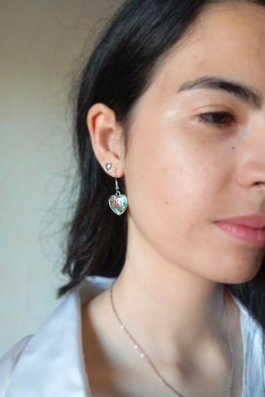 Boucles d'oreilles en nacre abalone et argent