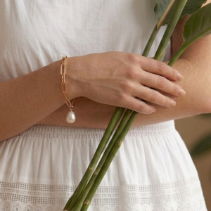Bracelet maille perle d'eau douce