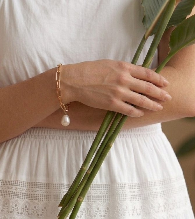 Bracelet maille perle d'eau douce