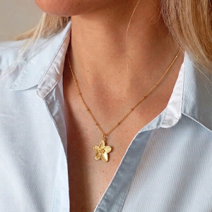 Chaine acier pendentif Fleur