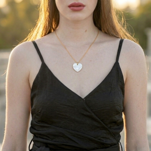 Chaine acier pendentif nacre coeur